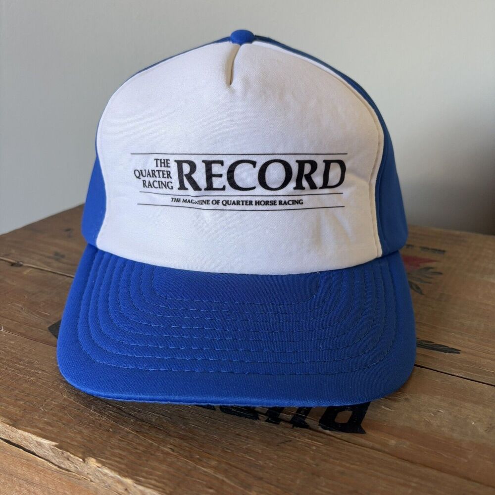 Vintage 80s Trucker Hat Record Quarter Horse Racing Magazine Foam Snapback New